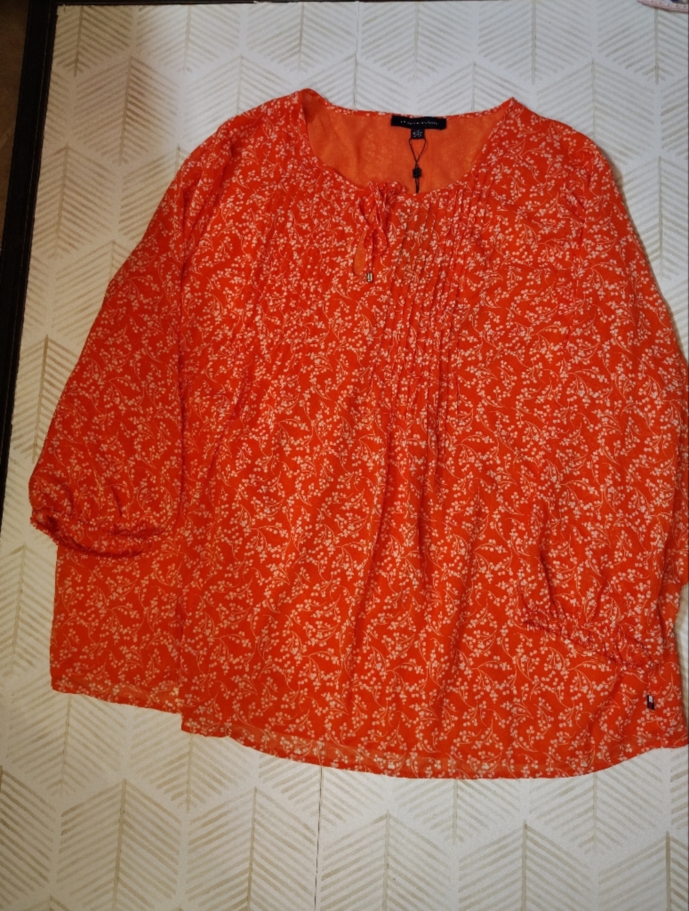 Tommy Hilfiger Orange Floral Peasant Blouse Nwt 3x